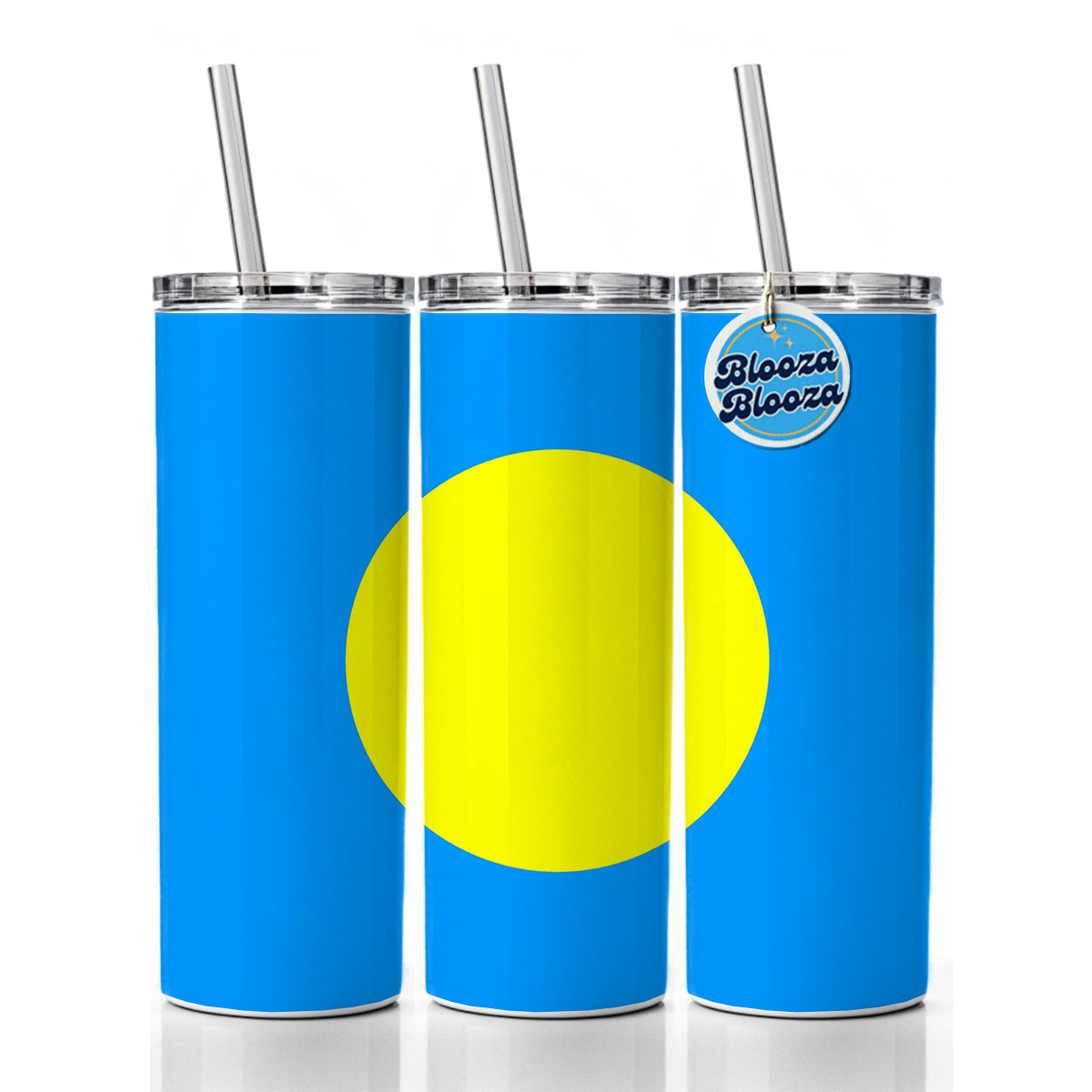 Palau Country Flag Skinny Tumbler 20oz with Straw Insulated Water Bottle Gift