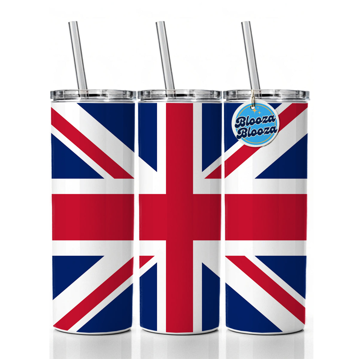 United Kingdom of Great Britain and Northern Ireland Country Flag Skinny Tumbler 20oz with Straw Insulated Water Bottle Gift
