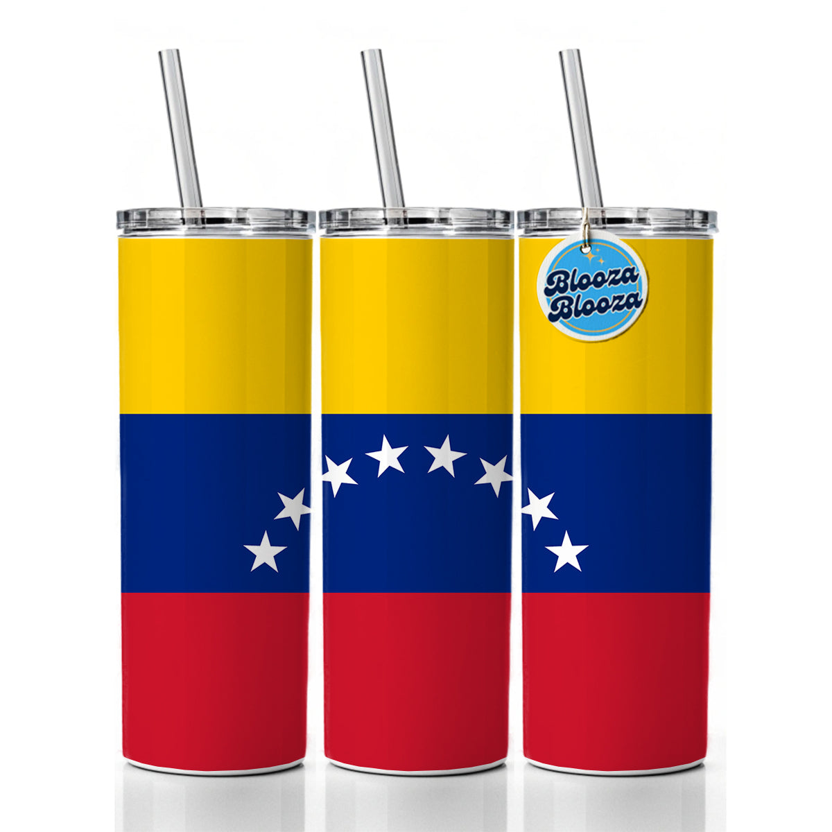 Venezuela Country Flag Skinny Tumbler 20oz with Straw Insulated Water Bottle Gift