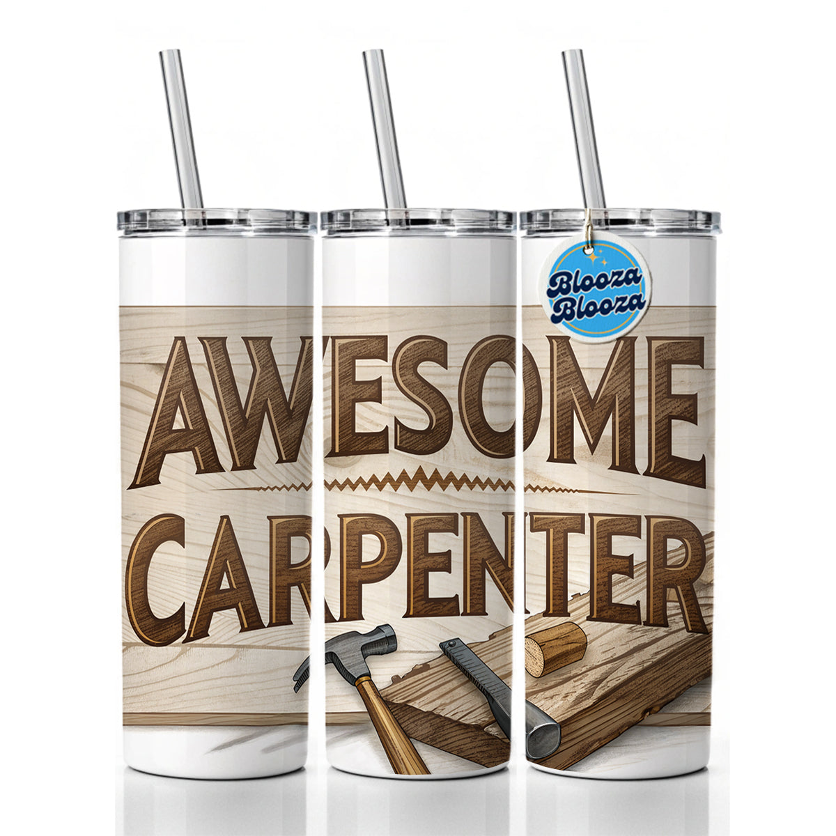 Awesome Carpenter Inspirational Skinny Tumbler 20oz with Straw Insulated Water Bottle Gift