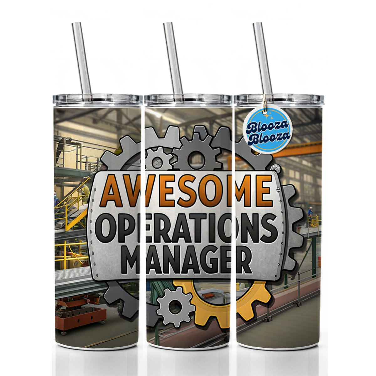 Awesome Operations Manager Factory Manufacturing Inspirational Skinny Tumbler 20oz with Straw Insulated Water Bottle Gift