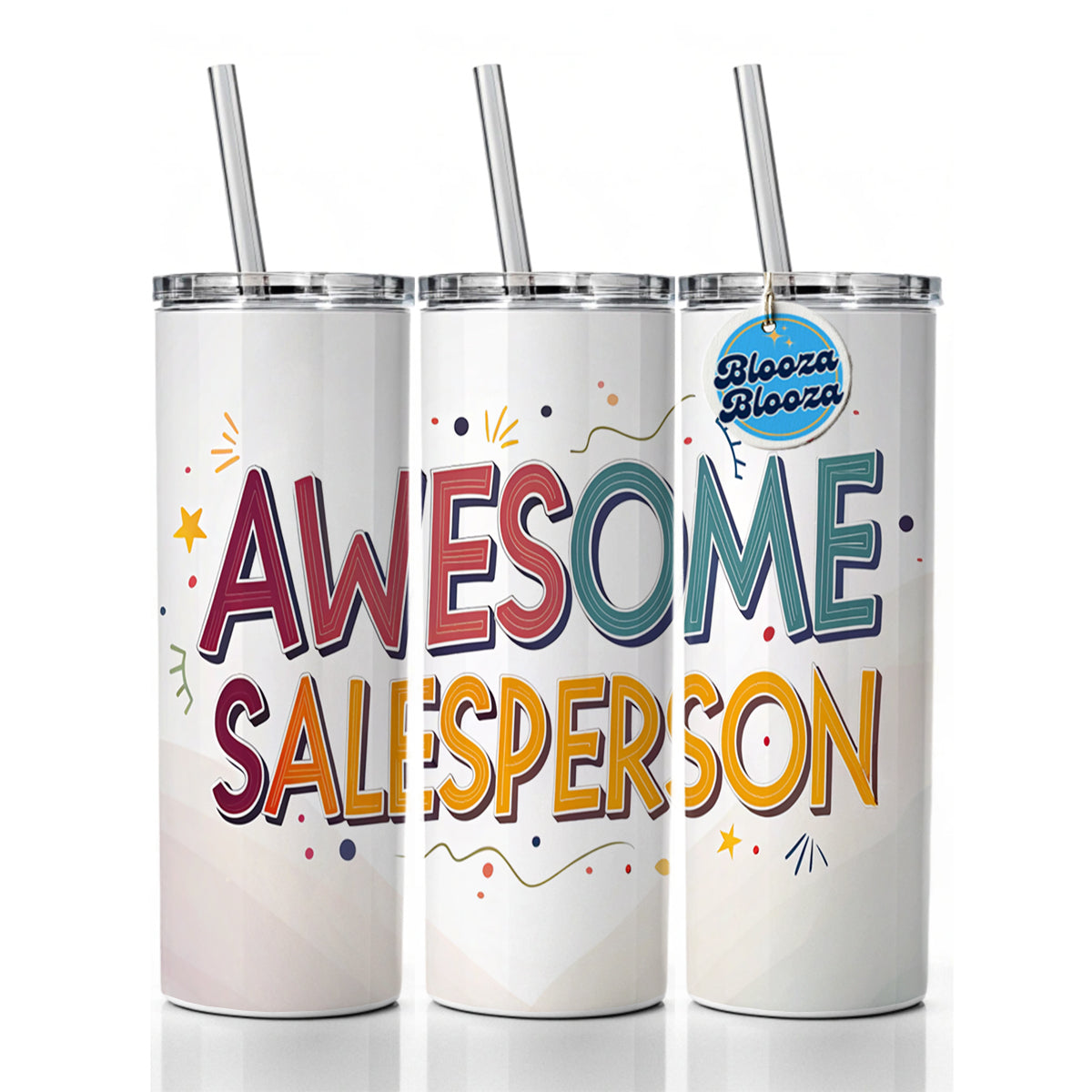Awesome Salesperson Inspirational Skinny Tumbler 20oz with Straw Insulated Water Bottle Gift