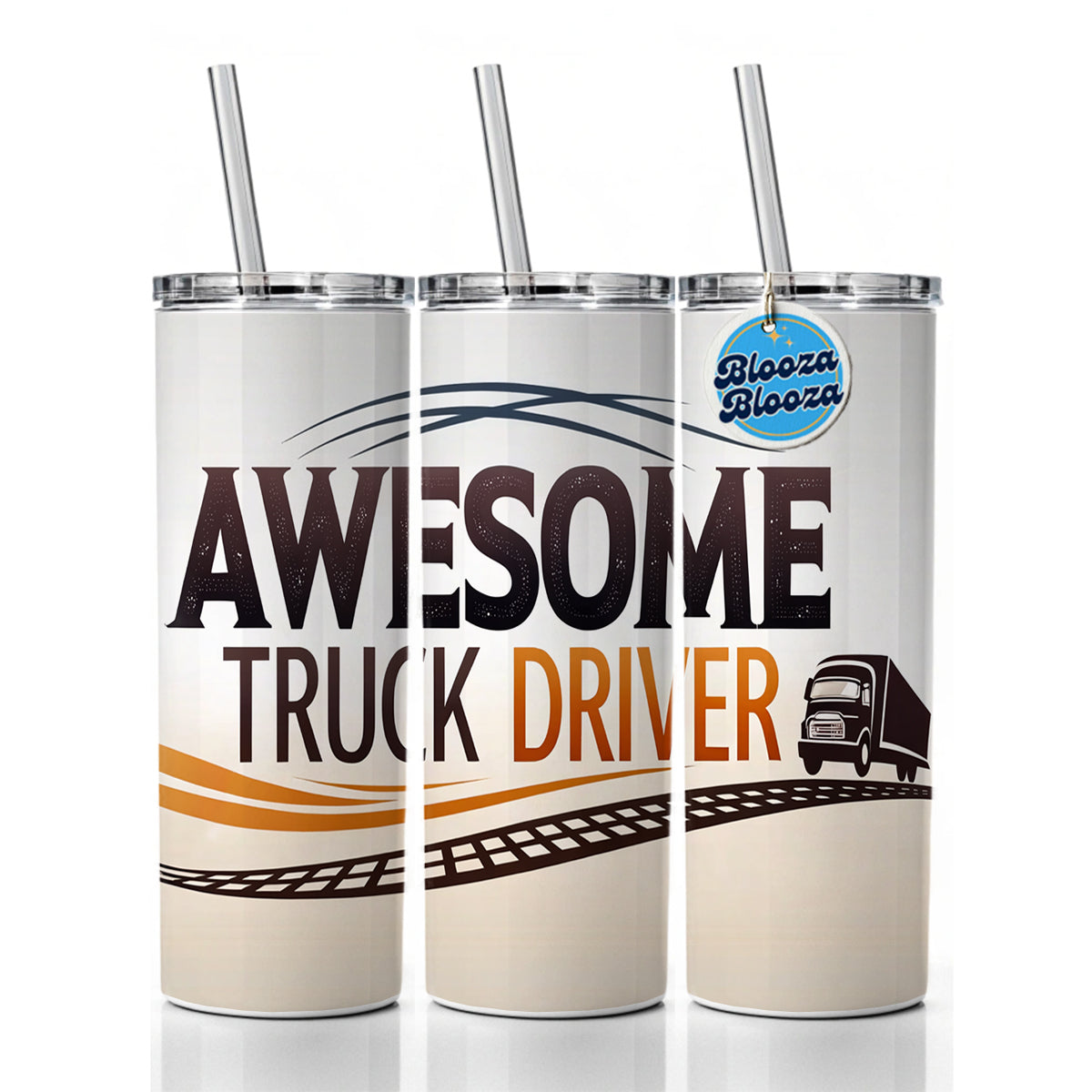 Awesome Truck Driver Inspirational Skinny Tumbler 20oz with Straw Insulated Water Bottle Gift