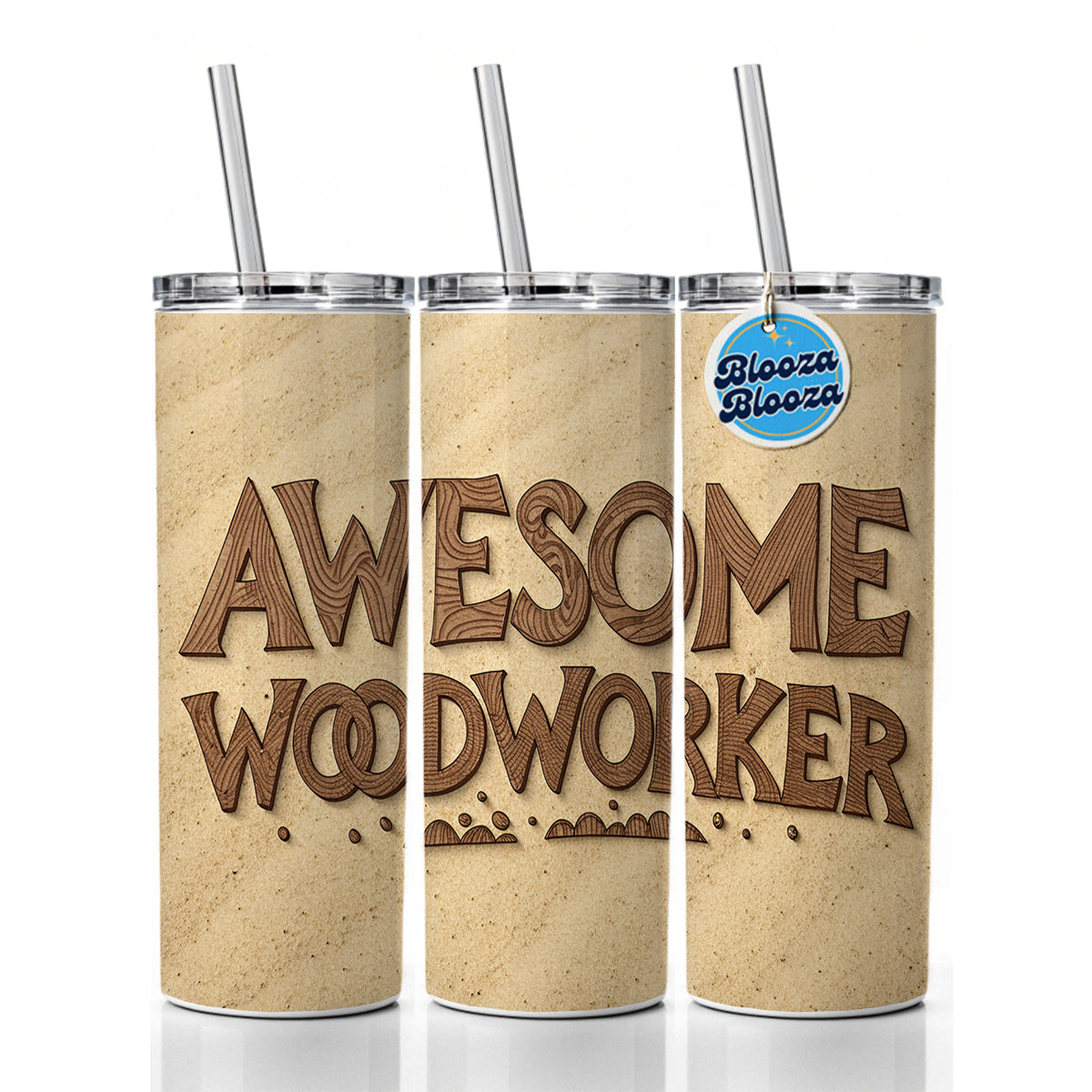 Awesome Woodworker Inspirational Carpenter Skinny Tumbler 20oz with Straw Insulated Water Bottle Gift
