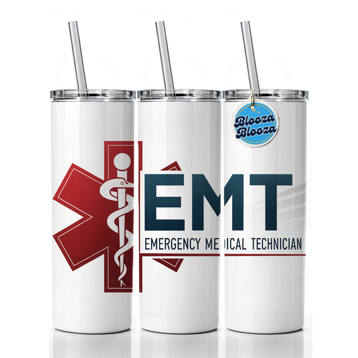 EMT Emergency Medical Technician Skinny Tumbler 20oz with Straw Insulated Water Bottle Gift