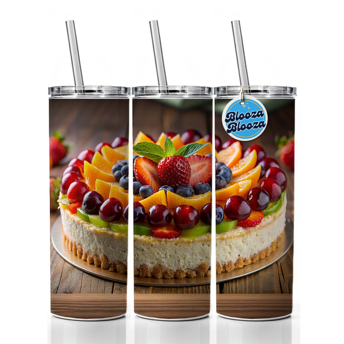 Fruitcake Fruit Cake Dessert Photo Skinny Tumbler 20oz with Straw Insulated Water Bottle Gift