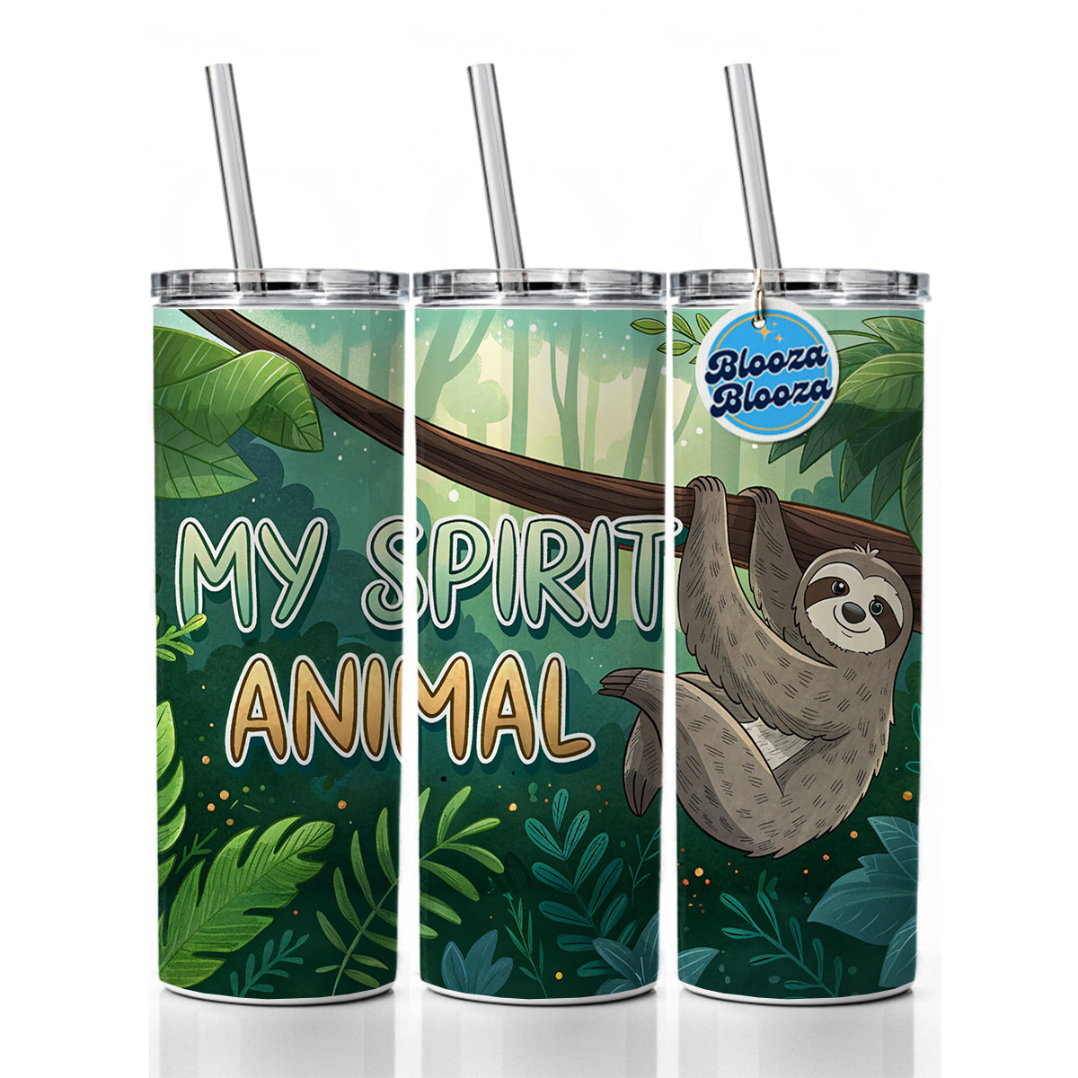 My Spirit Animal Sloth Funny Skinny Tumbler 20oz with Straw Insulated Water Bottle Gift