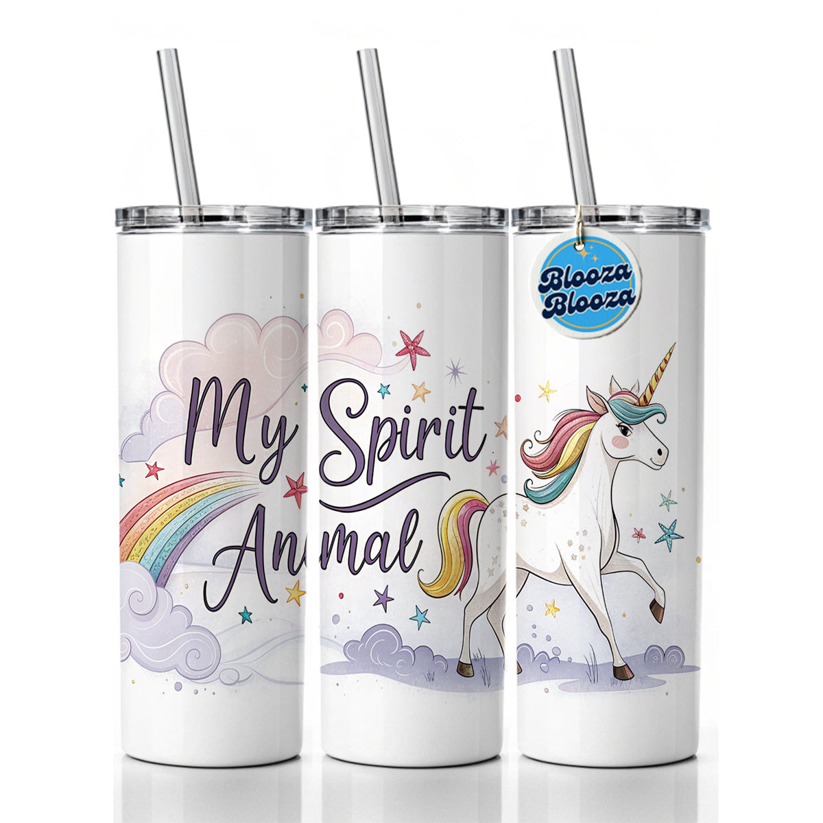 My Spirit Animal Unicorn Funny Fantasy Skinny Tumbler 20oz with Straw Insulated Water Bottle Gift