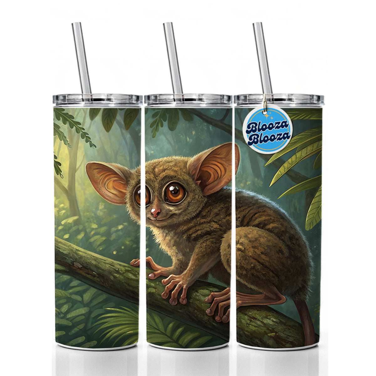 Tarsier Illustration Skinny Tumbler 20oz with Straw Insulated Water Bottle Gift