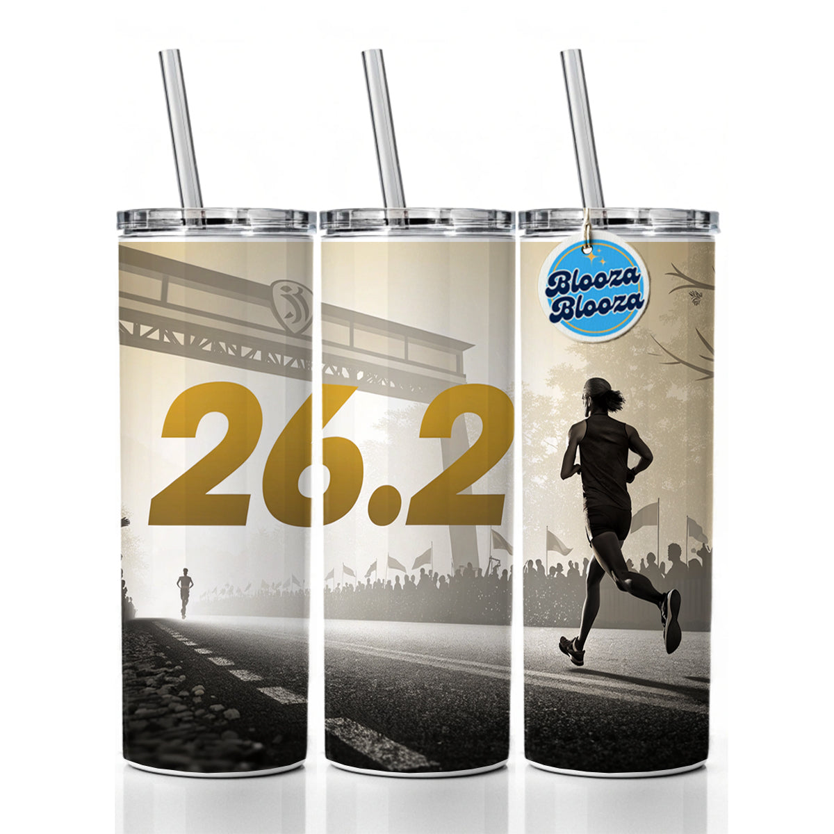 26.2 Marathon Running Jogging Skinny Tumbler 20oz with Straw Insulated Water Bottle Gift