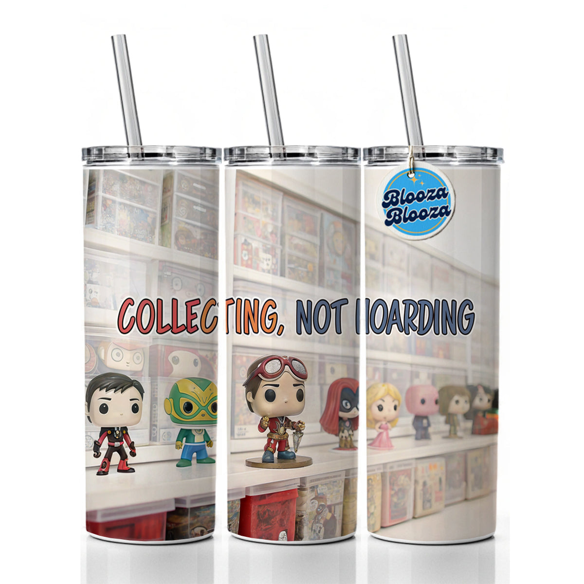 Collecting Not Hoarding Collectible Toy Figures Funny Skinny Tumbler 20oz with Straw Insulated Water Bottle Gift
