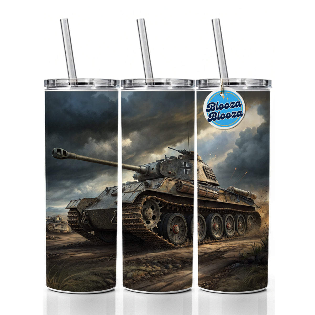German Panther WWII Tank Skinny Tumbler 20oz with Straw Insulated Water Bottle Gift