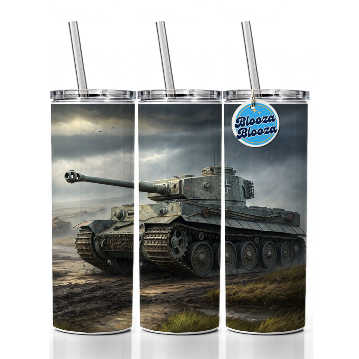 German Tiger WWII Tank Skinny Tumbler 20oz with Straw Insulated Water Bottle Gift