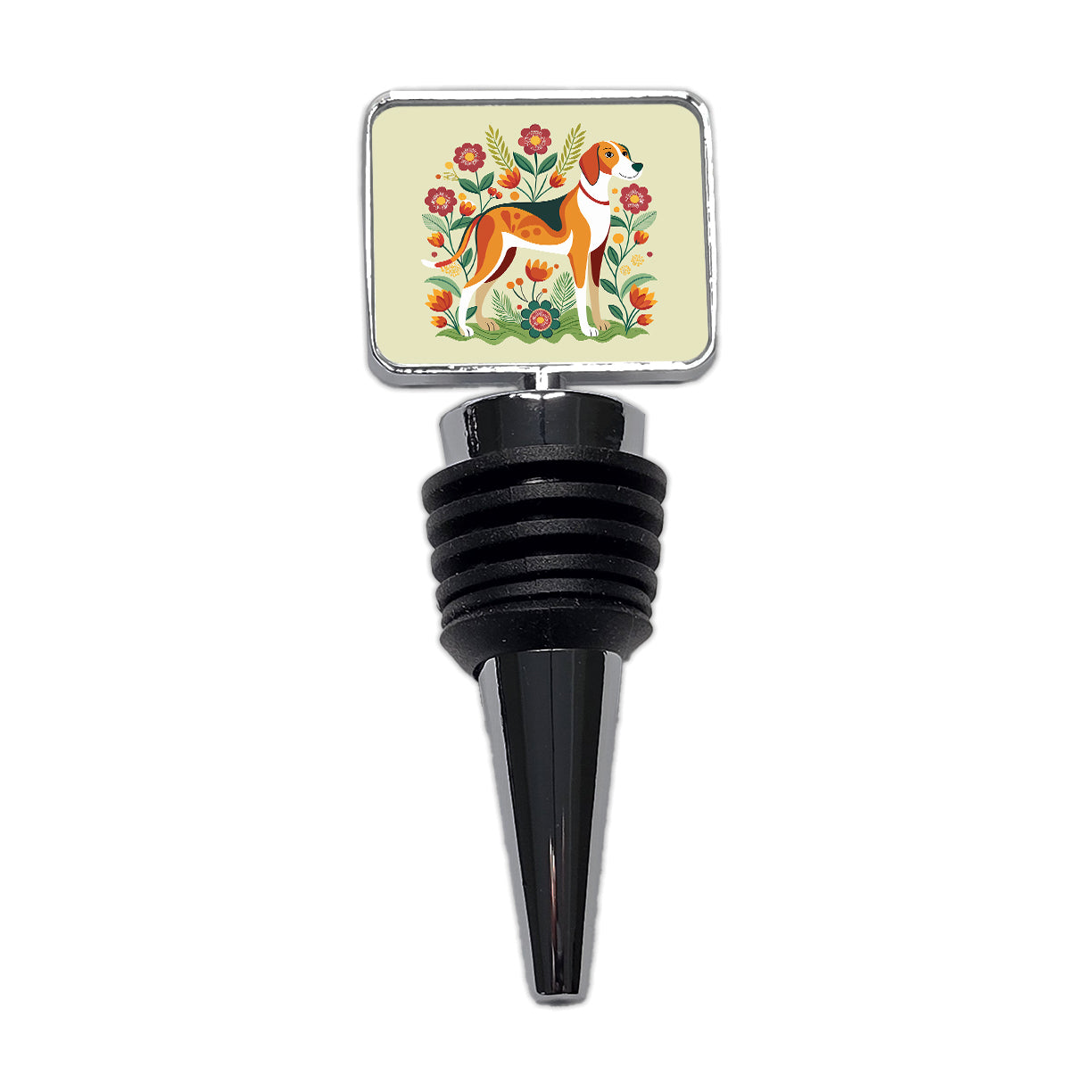 American Foxhound Dog Floral Flowers Wine Bottle Stopper