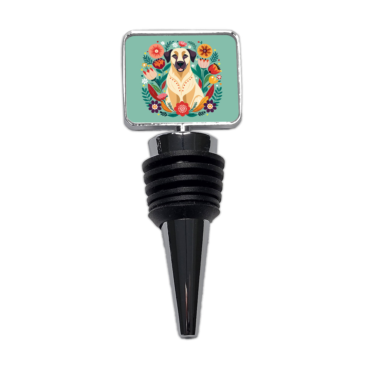 Anatolian Shepherd Dog Floral Flowers Wine Bottle Stopper