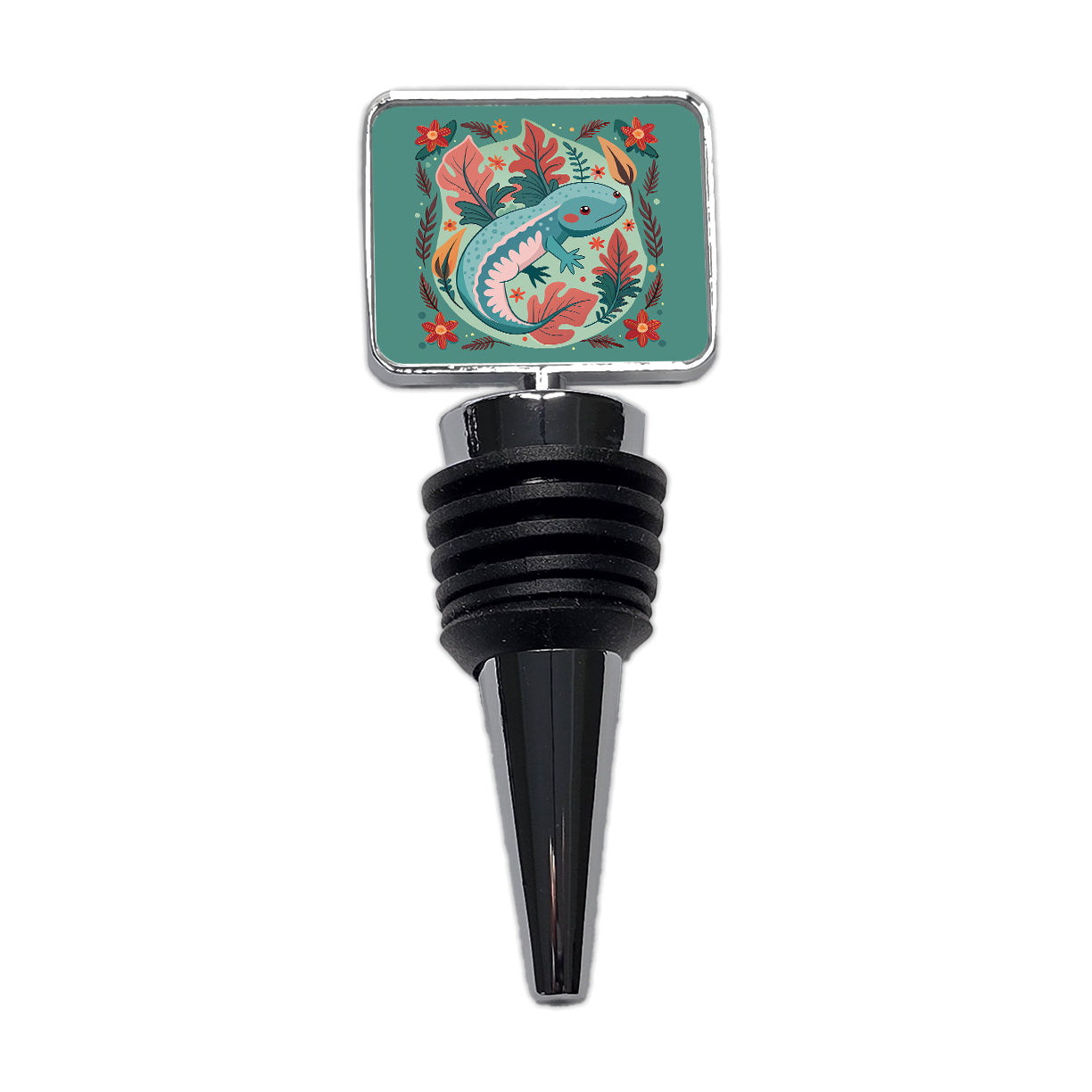 Axolotl Floral Motif Wine Bottle Stopper