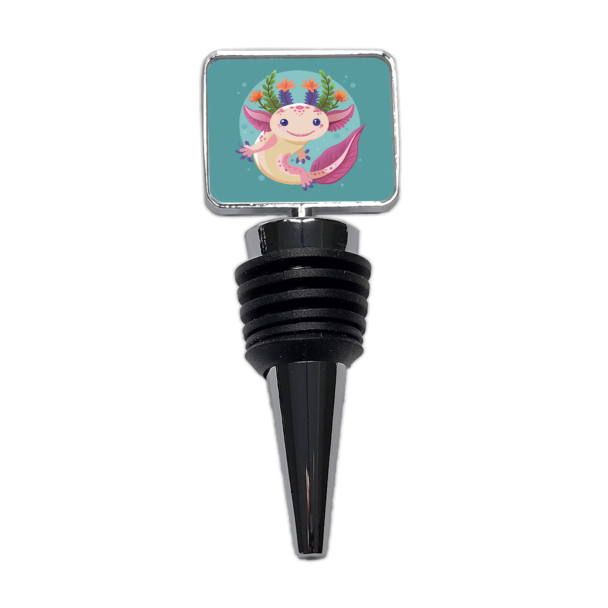 Axolotl Head Floral Flowers Wine Bottle Stopper