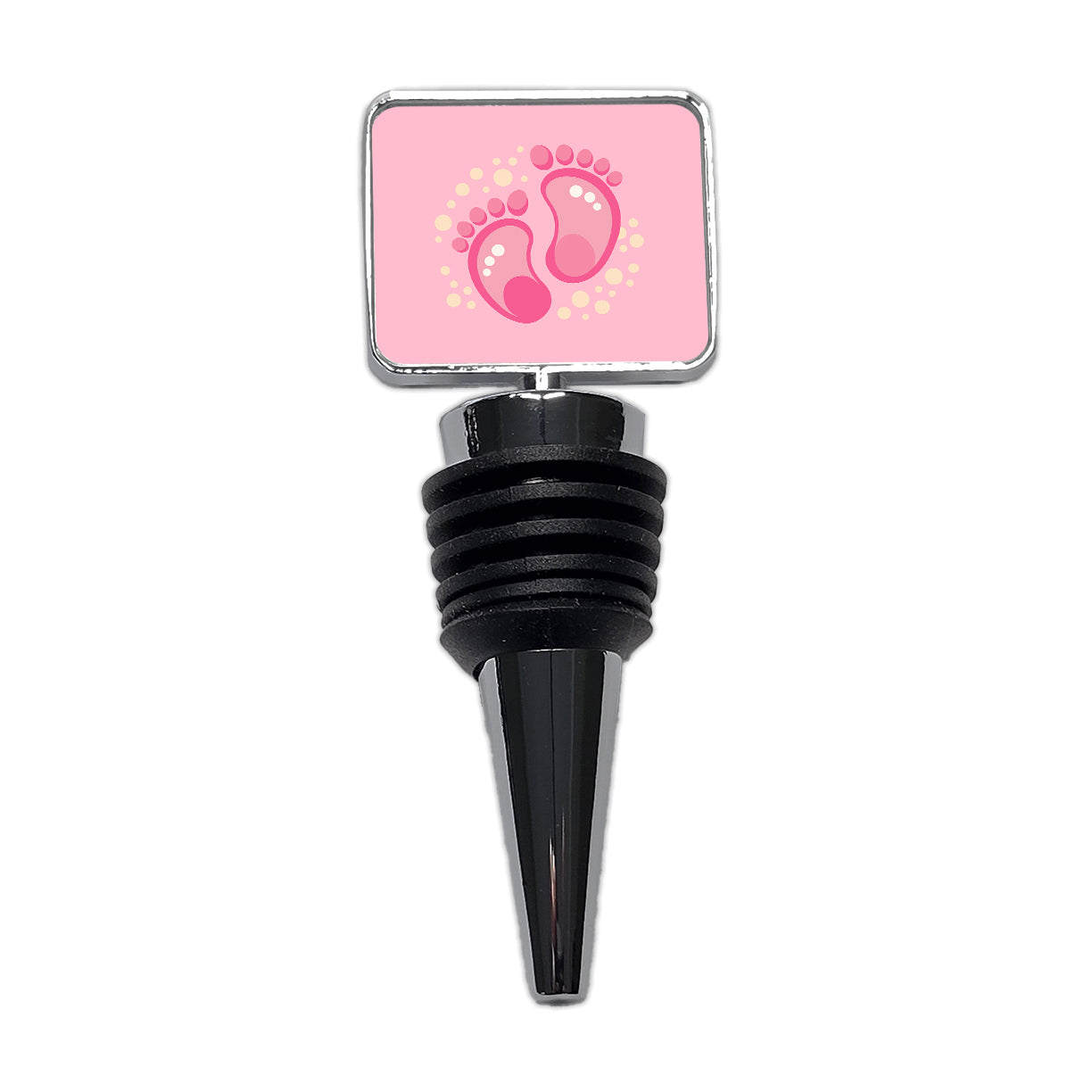Baby Footprints Pink Wine Bottle Stopper