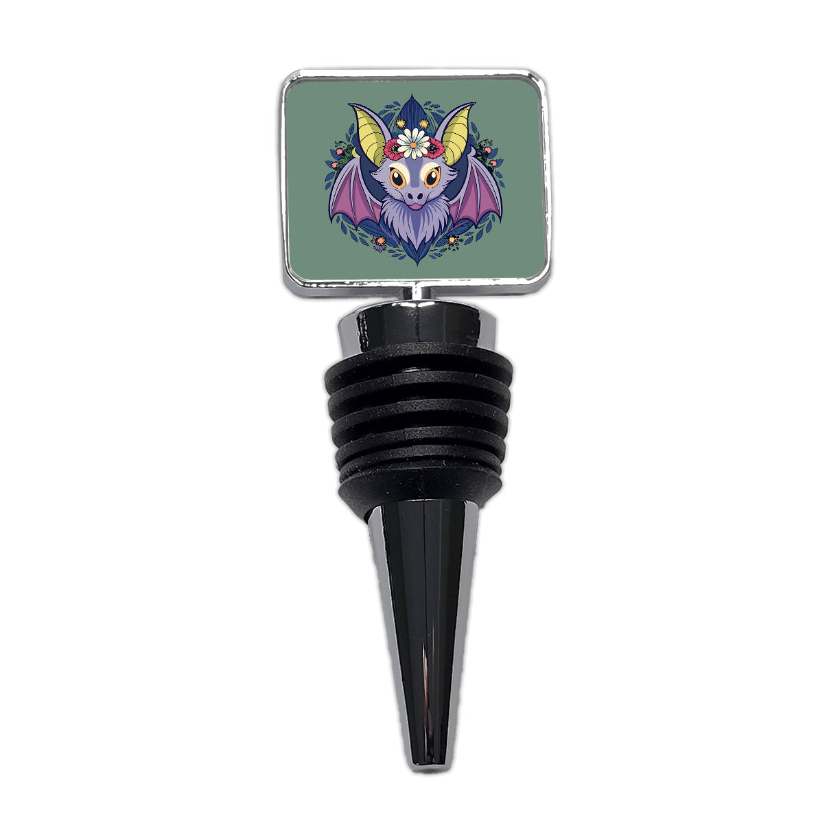 Bat Floral Flowers Halloween Wine Bottle Stopper