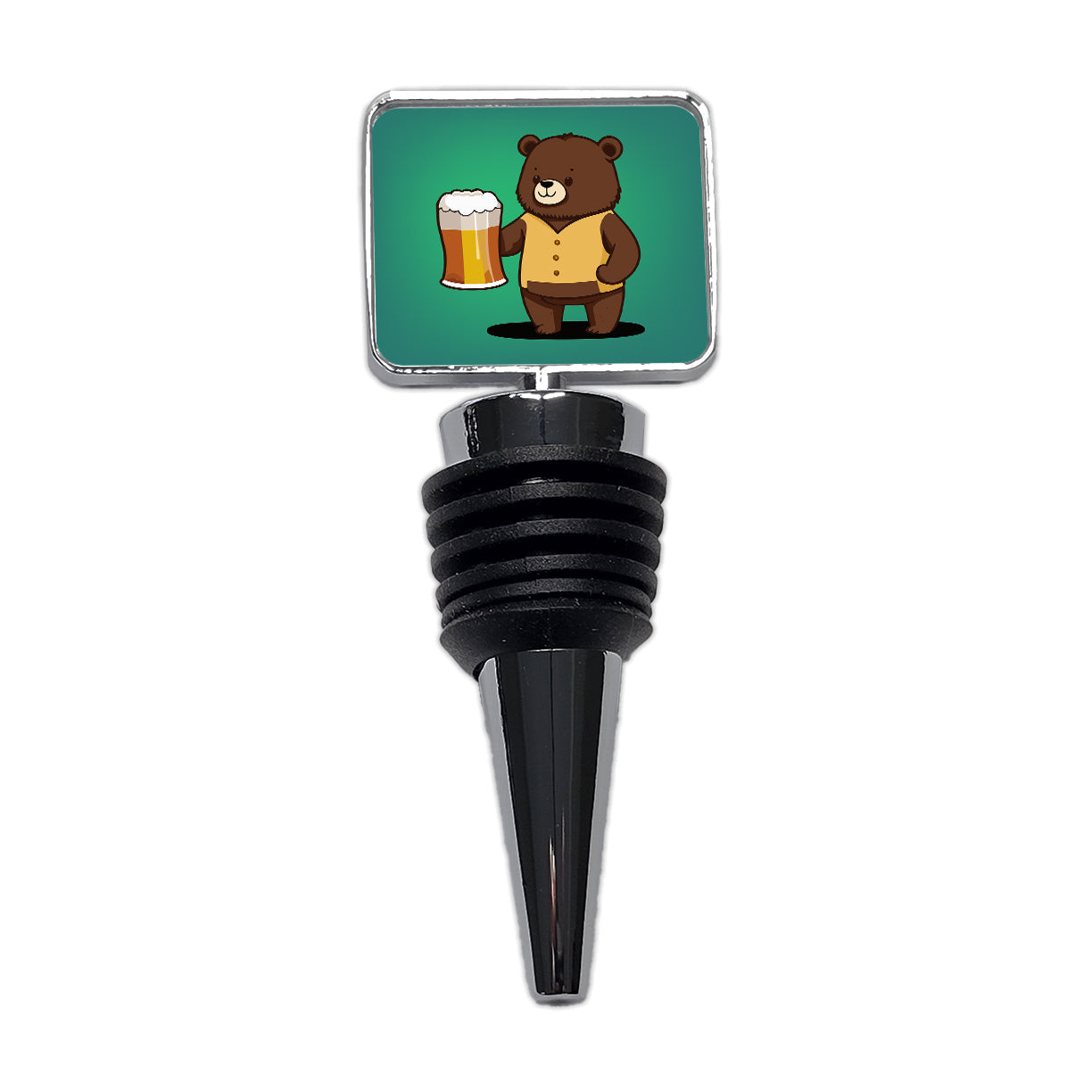 Bear Drinking Beer Standing Funny Wine Bottle Stopper