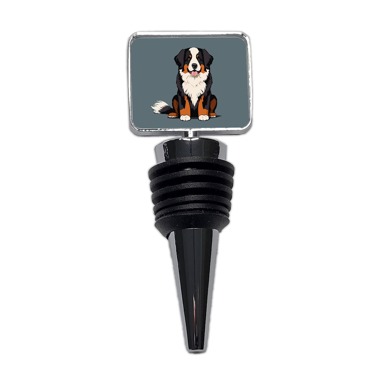 Bernese Mountain Dog Sitting Wine Bottle Stopper