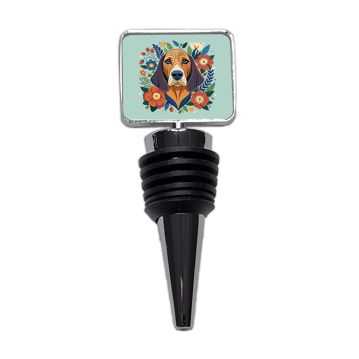 Bloodhound Dog Floral Flowers Wine Bottle Stopper