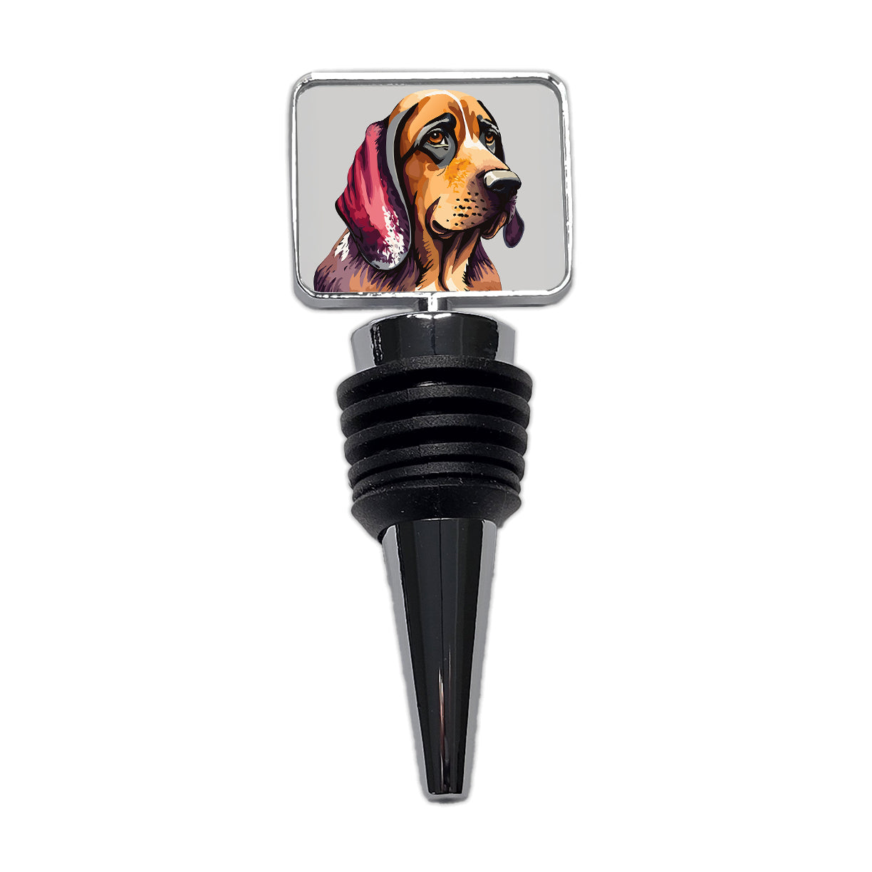 Bloodhound Dog Watercolor Wine Bottle Stopper