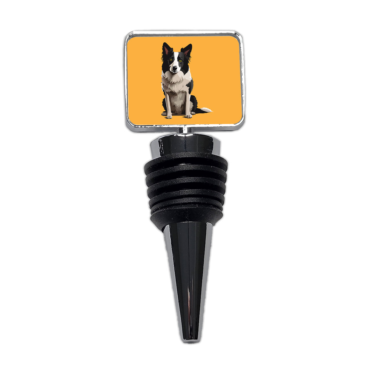 Border Collie Sitting Wine Bottle Stopper