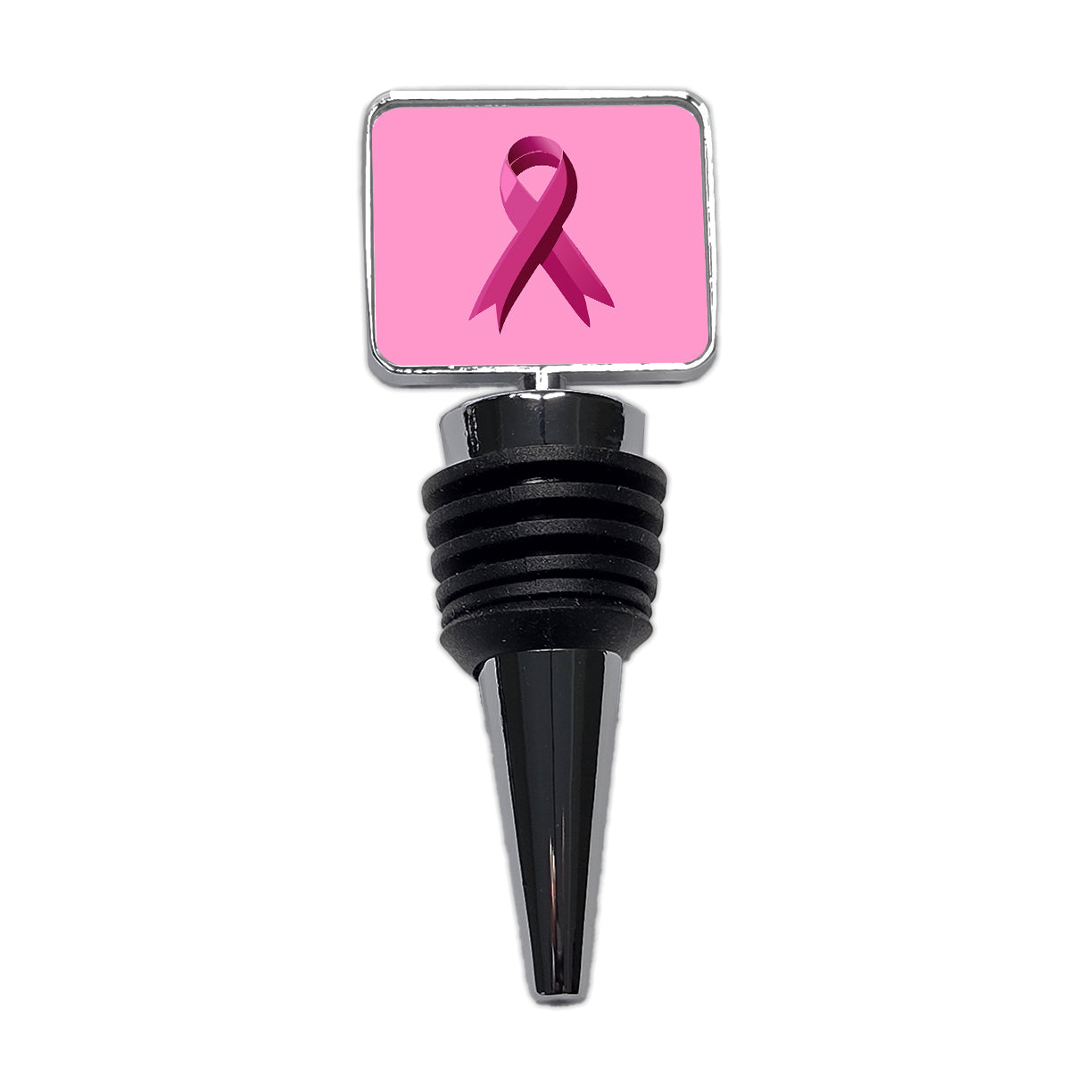 Breast Cancer Awareness Ribbon Pink Wine Bottle Stopper