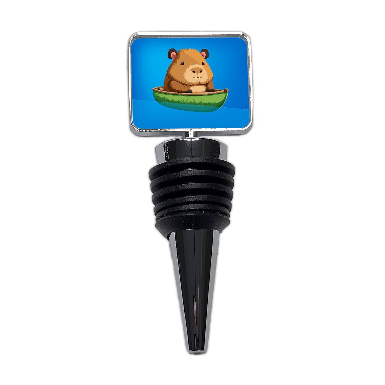 Capybara Canoeing Canoe Funny Wine Bottle Stopper