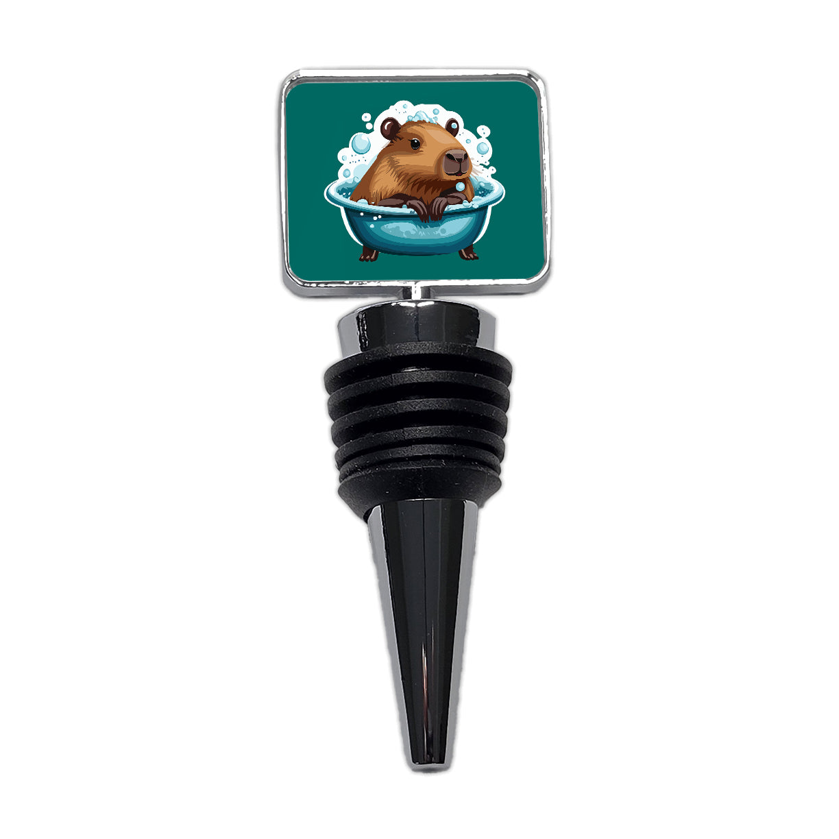 Capybara in Bubble Bath Bathing Funny Wine Bottle Stopper