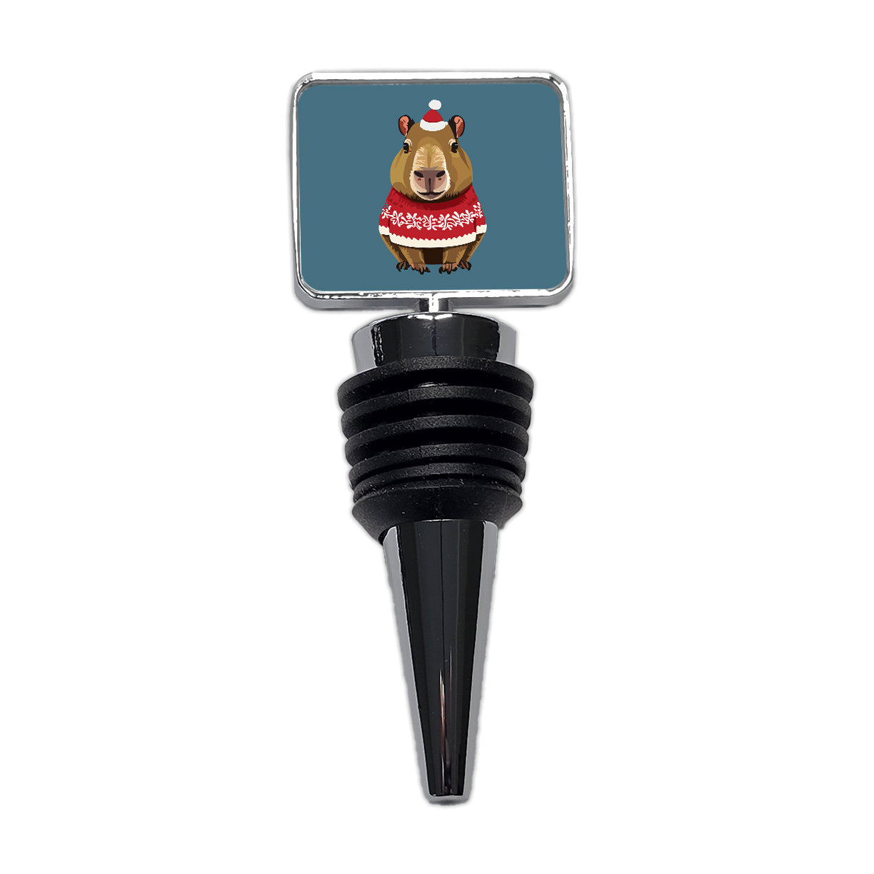 Capybara Wearing Christmas Sweater Funny Wine Bottle Stopper