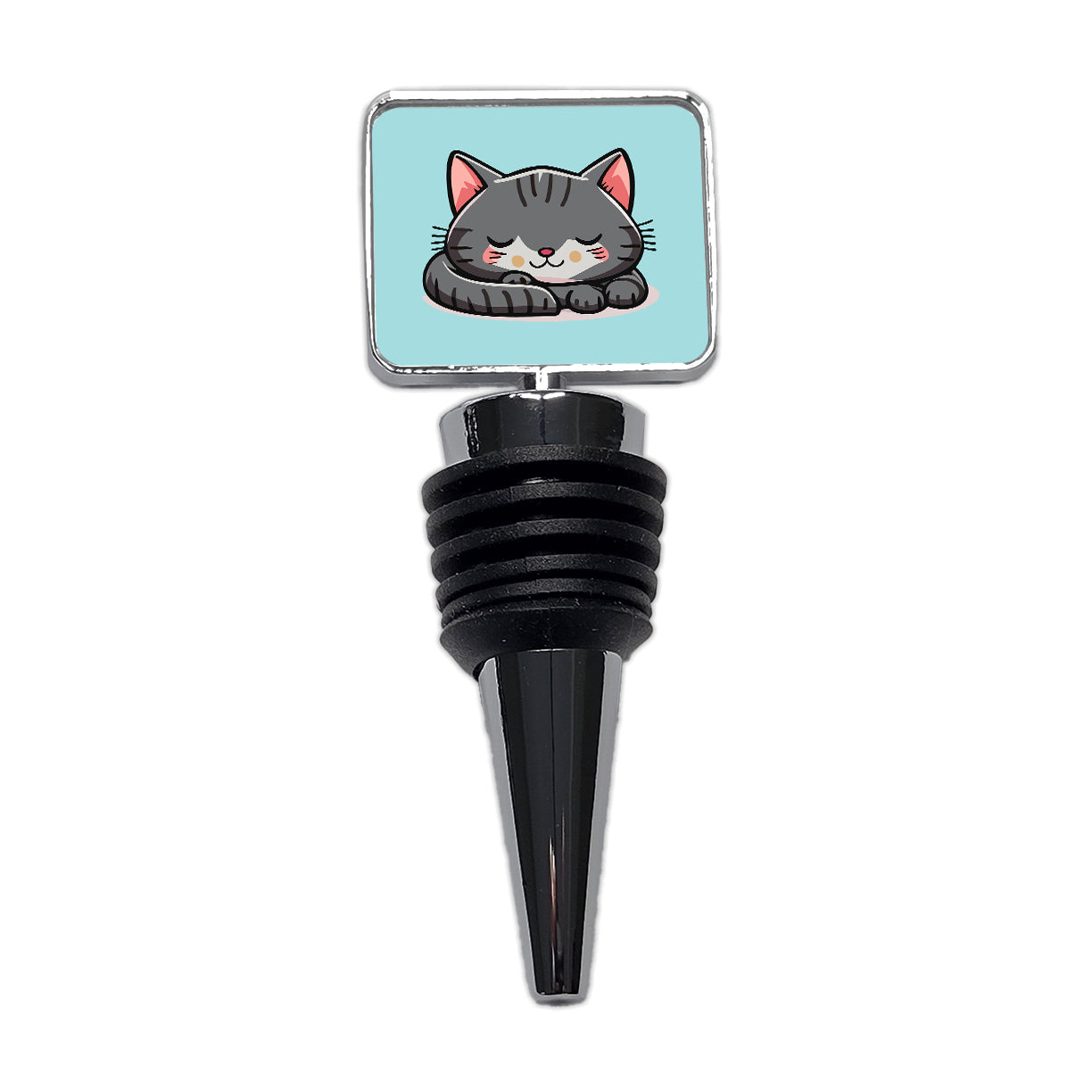 Cat Gray Sleeping Wine Bottle Stopper