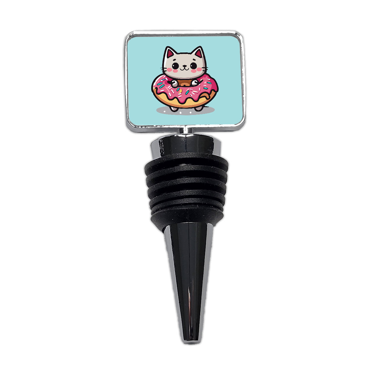 Cat Kawaii Cute in Donut Wine Bottle Stopper