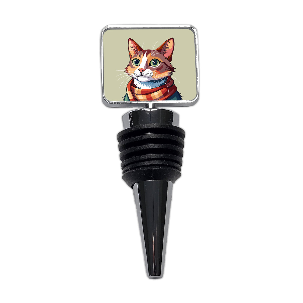 Cat Wearing Scarf Wine Bottle Stopper