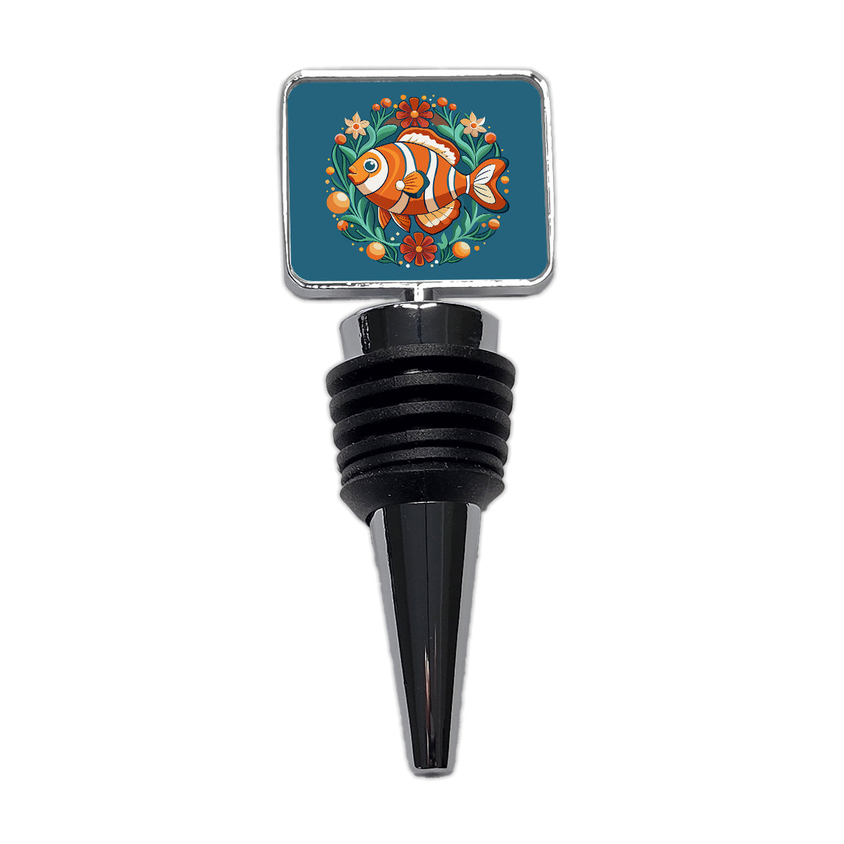 Clownfish Floral Flowers Wine Bottle Stopper