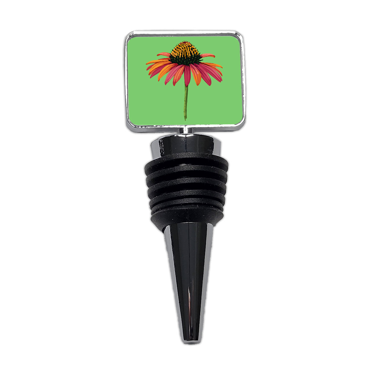 Coneflower Flower Watercolor Wine Bottle Stopper
