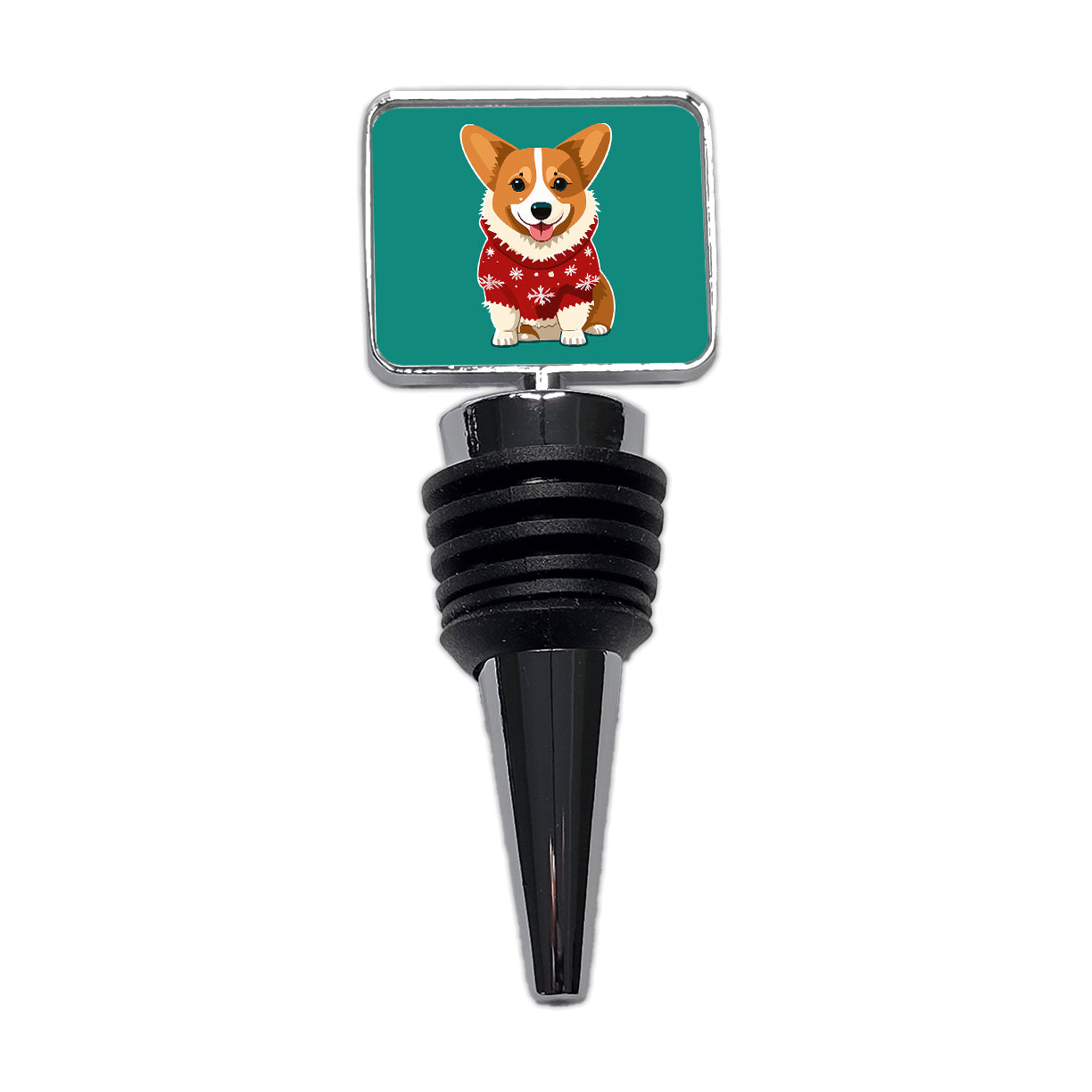 Corgi Wearing Christmas Sweater Wine Bottle Stopper
