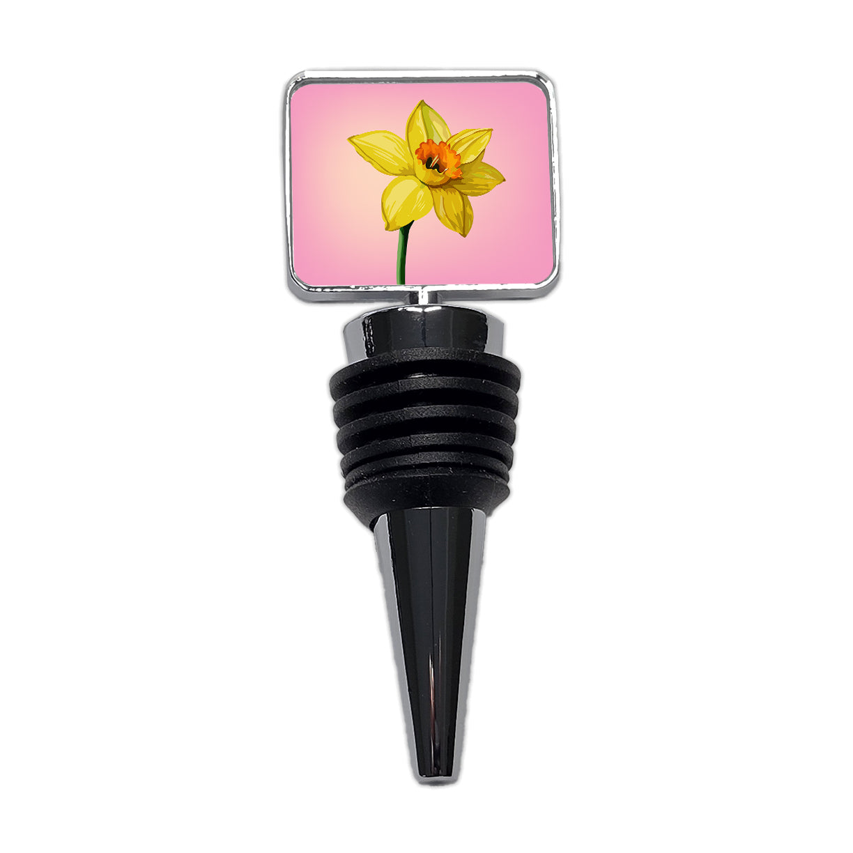 Daffodil Watercolor Yellow Wine Bottle Stopper