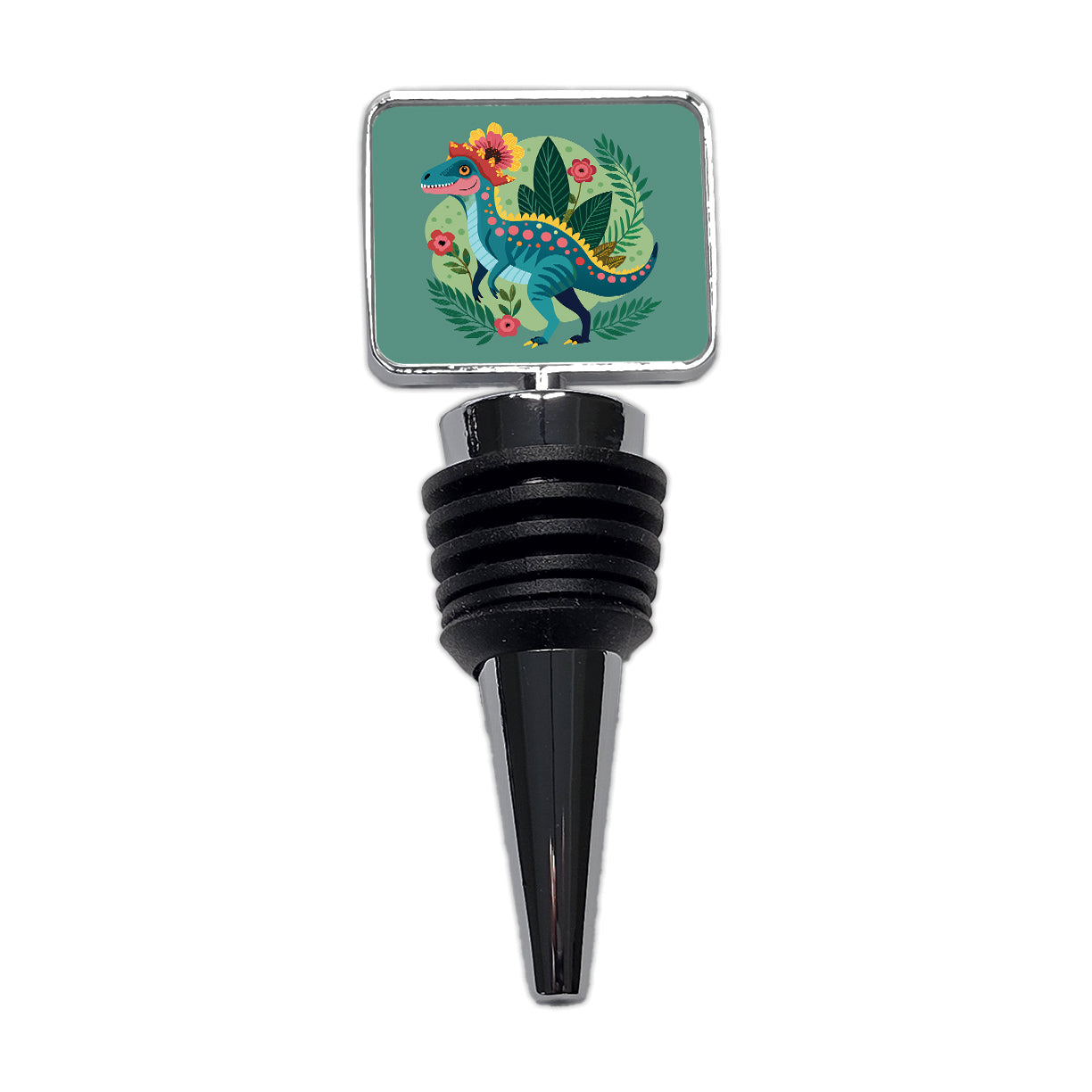 Dinosaur Floral Flowers Funny Wine Bottle Stopper