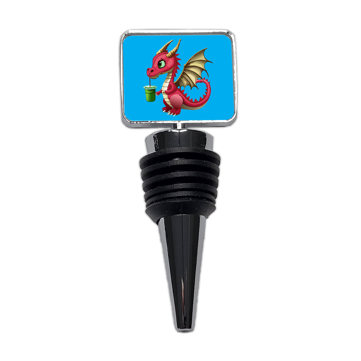 Dragon Drinking Boba Tea Funny Wine Bottle Stopper