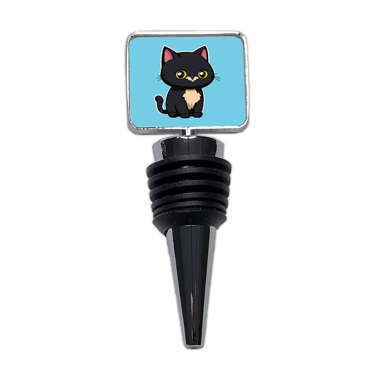 Gray Cat Cute Wine Bottle Stopper