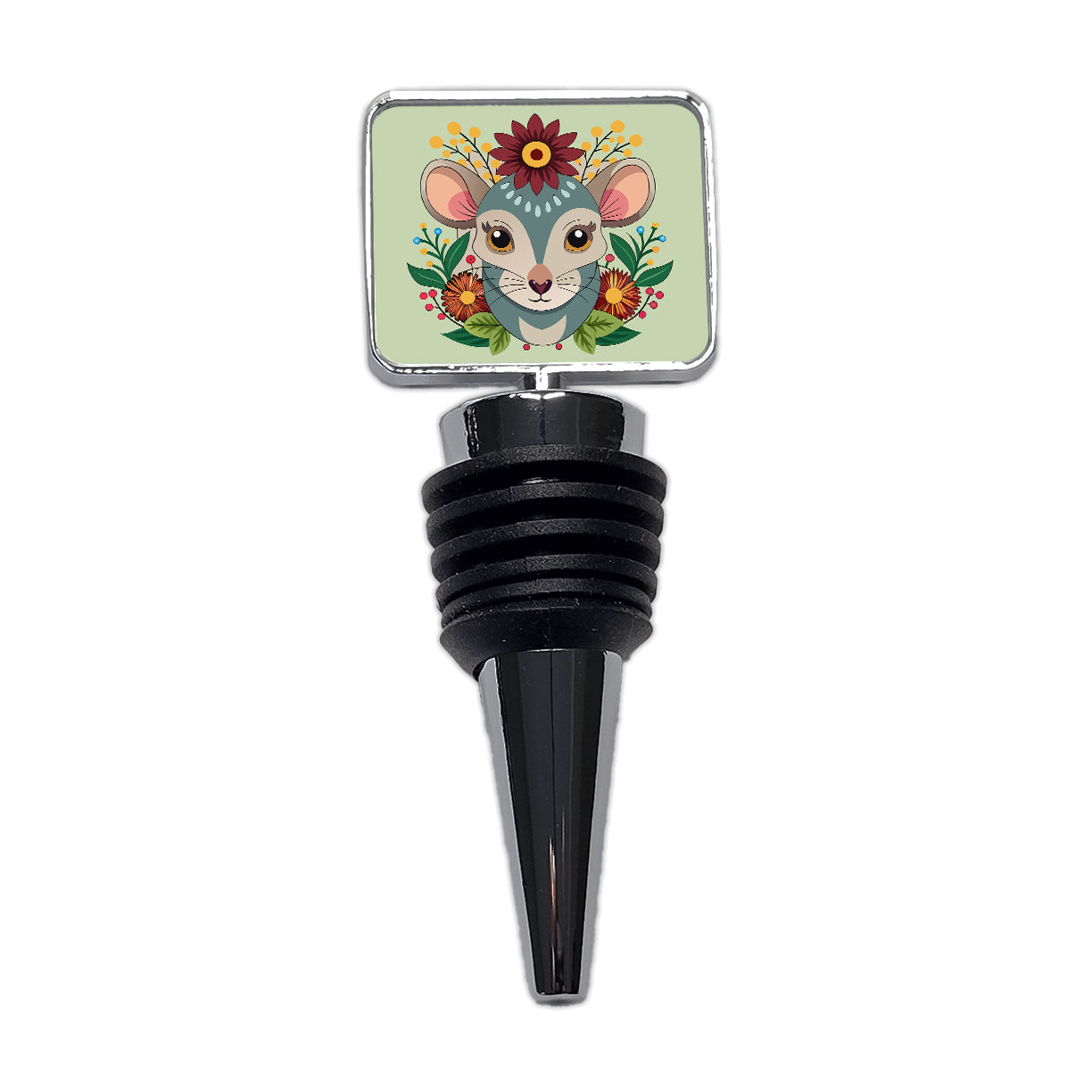 Mouse Floral Flowers Wine Bottle Stopper