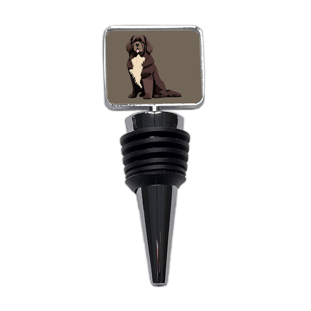 Newfoundland Dog Sitting Wine Bottle Stopper