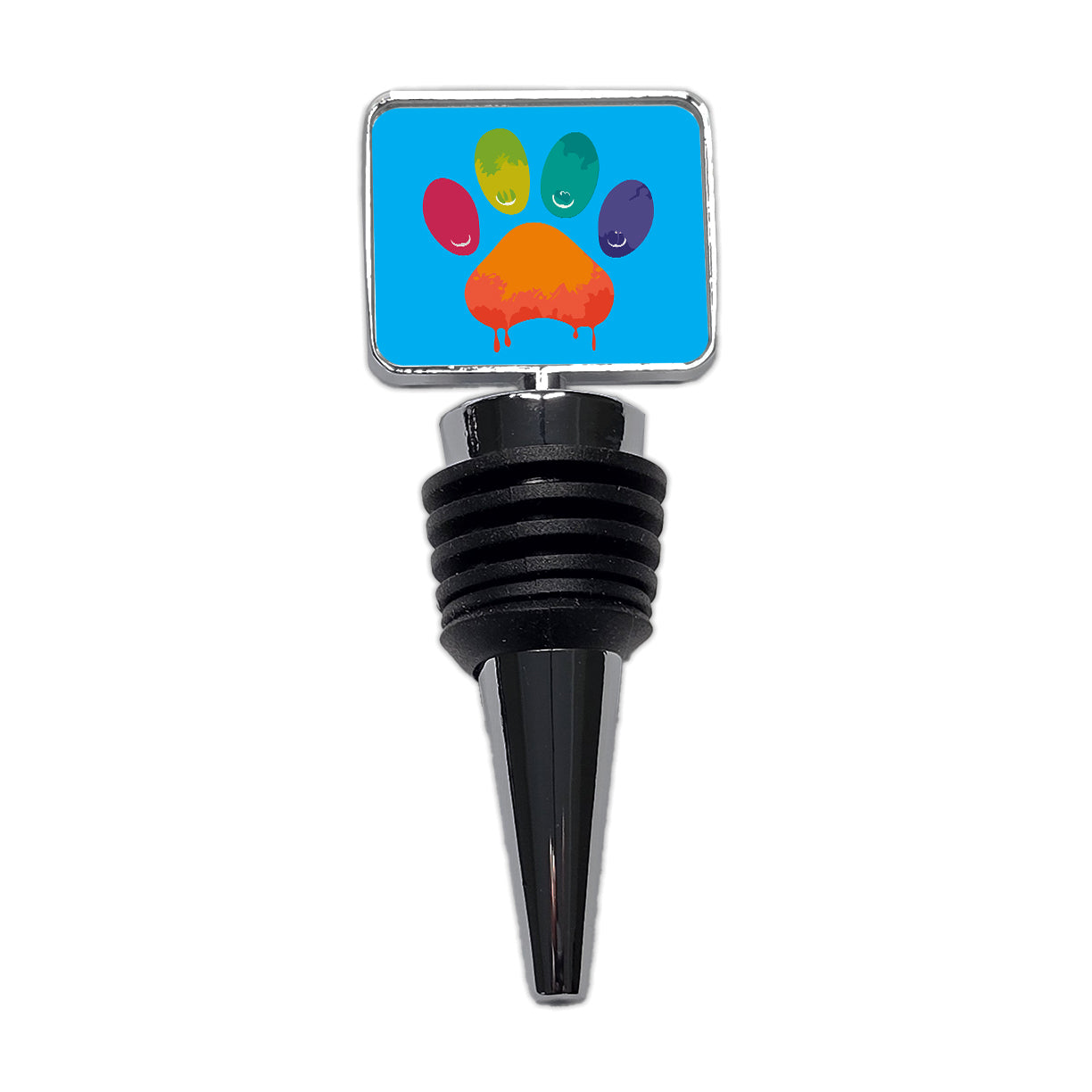 Paw Print Rainbow Dogs Cats Wine Bottle Stopper