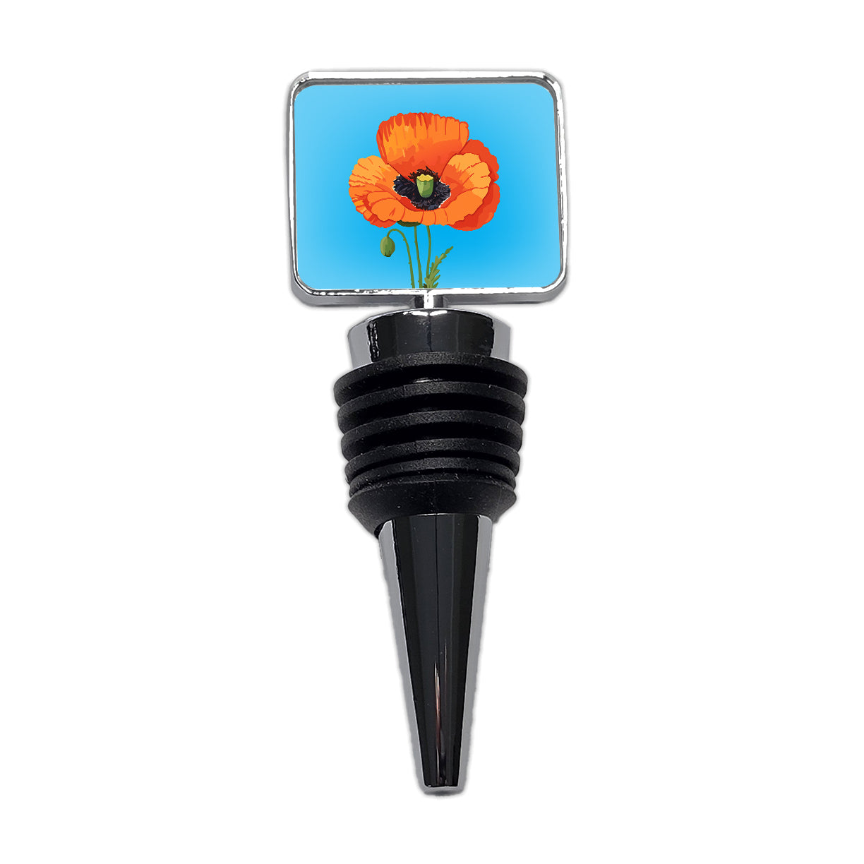Poppy Flower Orange Wine Bottle Stopper