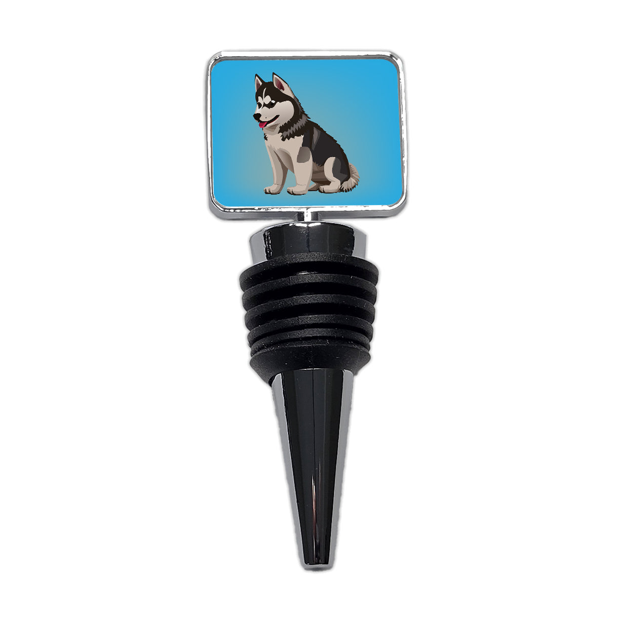 Siberian Husky Dog Sitting Wine Bottle Stopper