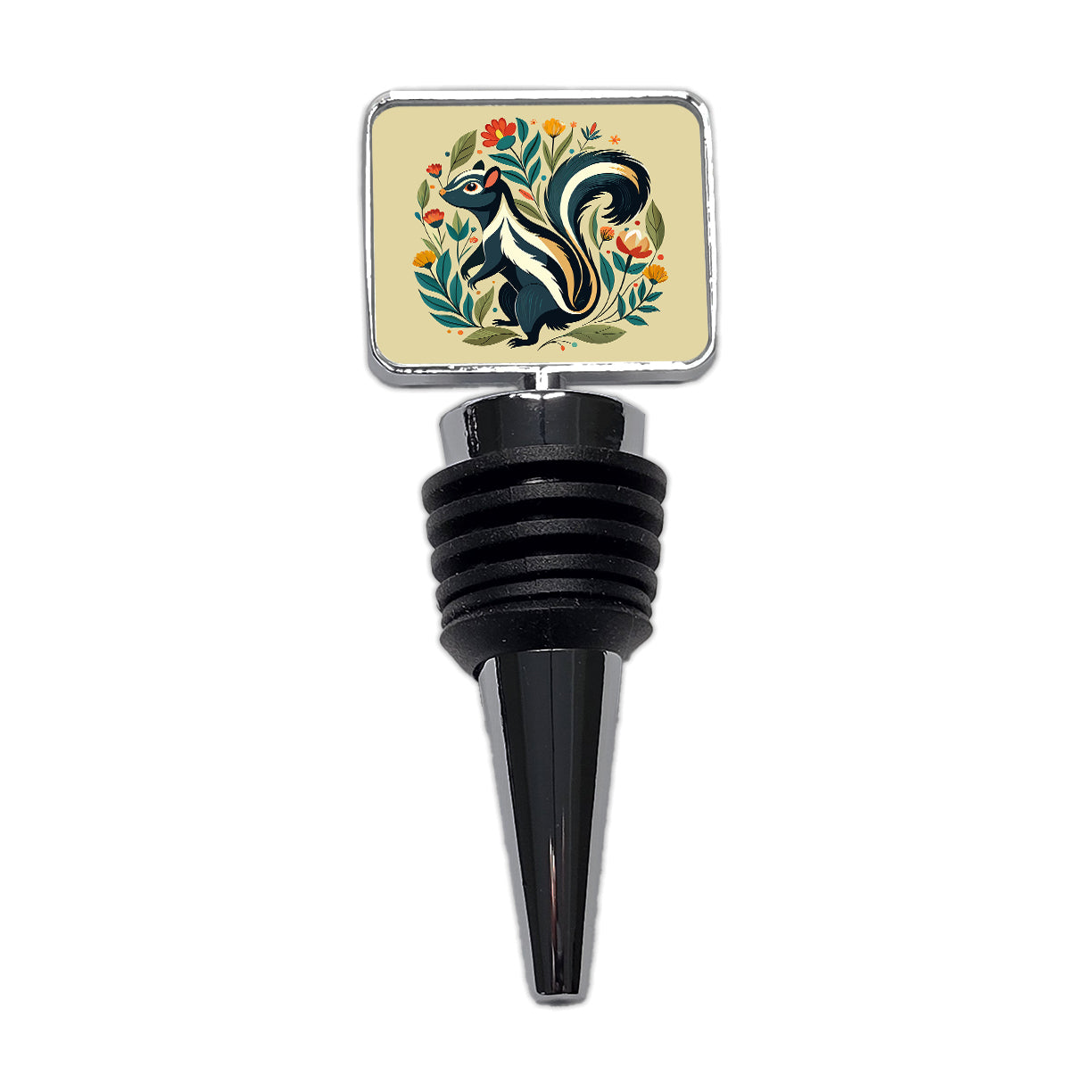 Skunk Floral Flowers Wine Bottle Stopper