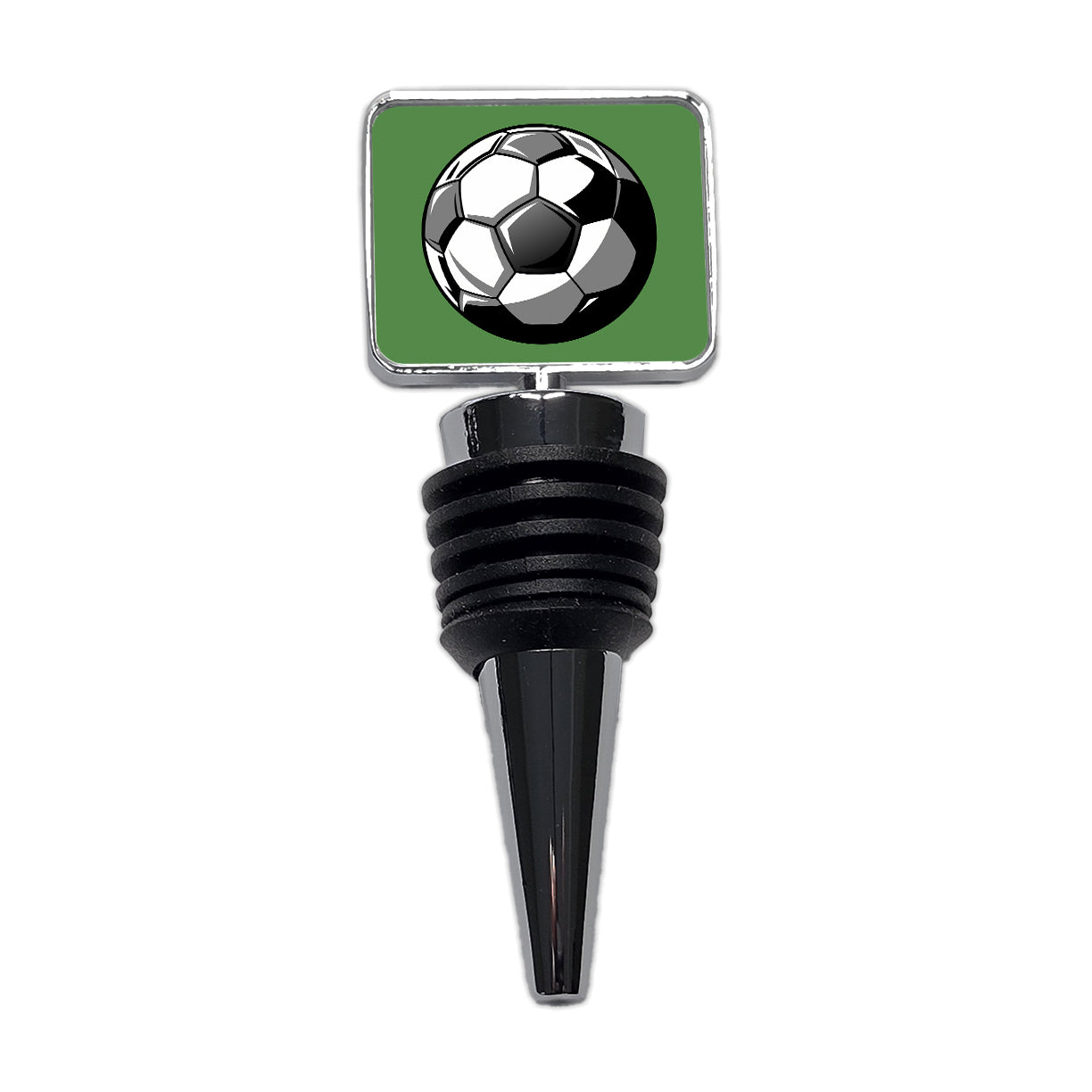 Soccer Ball Football Black White Gray Wine Bottle Stopper