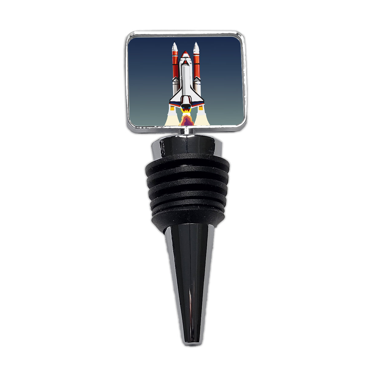 Space Shuttle Launch Blasting Off Wine Bottle Stopper